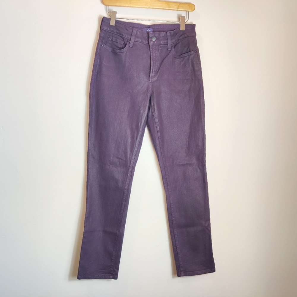 NYDJ Omni Coated Skinny Jeans in Plum Size 10P